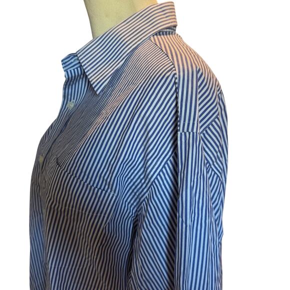Lauren Ralph Lauren Non-Iron Stripe Dress Shirt, Blue Pinstripe, Men's 17.5 - Picture 3 of 7